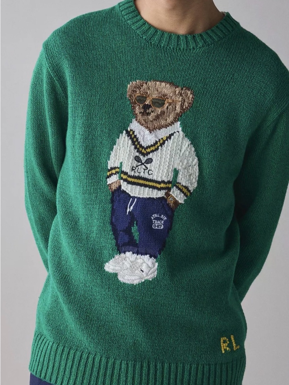Unisex Ralph Lauren Original Icon Embroidered Bear Crewneck Sweater Size XXL